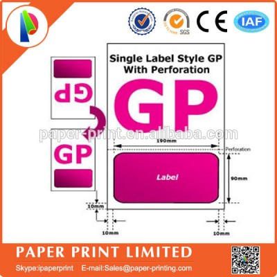 A4 invoice paper with single integrated label